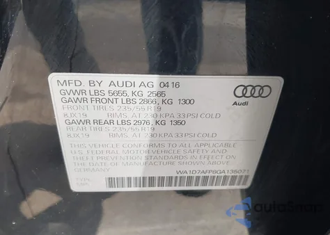 2016 Audi Q5 Premium Plus S-Line from USA, damaged, VIN WA1D7AFP8GA135071